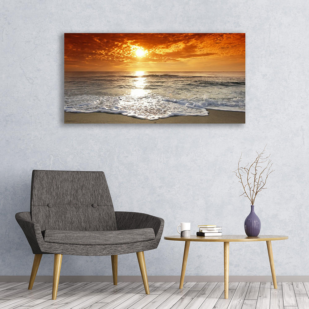 LEINWANDBILD 120x60 cm Sonnenuntergang - Gelb/Orange, Textil (120/4cm) - TULUP