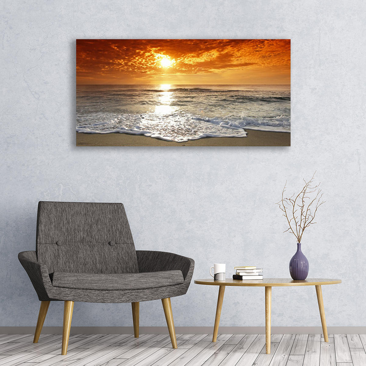 LEINWANDBILD 120x60 cm Sonnenuntergang - Gelb/Orange, Textil (120/4cm) - TULUP