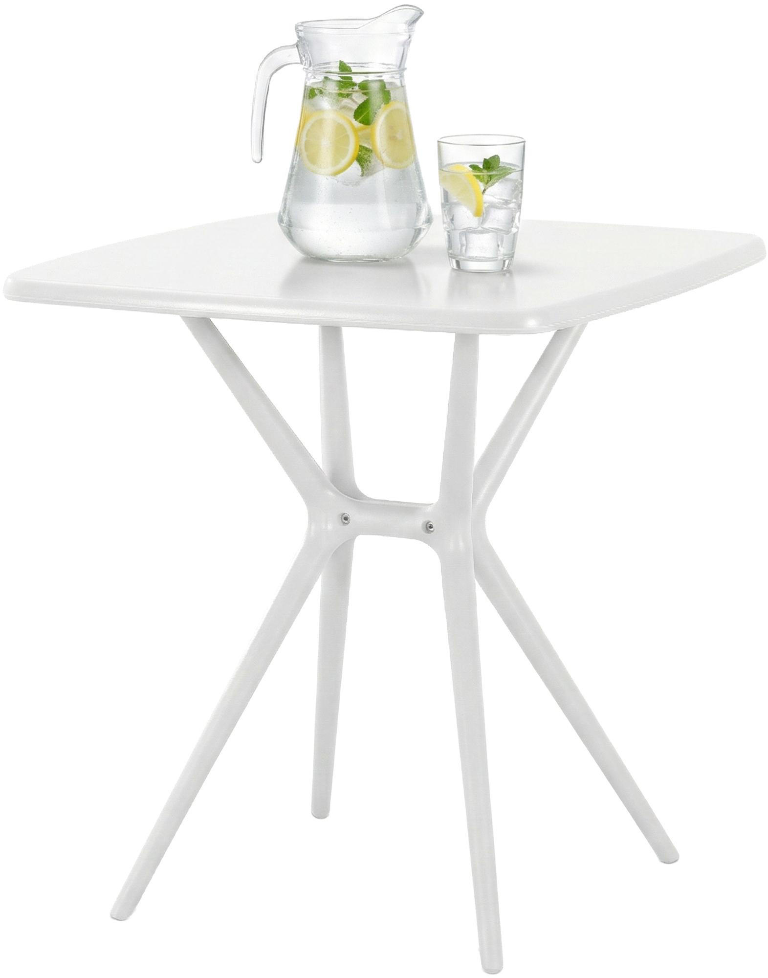 GARTENTISCH Sven eckig 72x72x76cm Kunststoff Weiß Balkontisch - Weiß, Kunststoff (72/72/76cm) - DELUKE