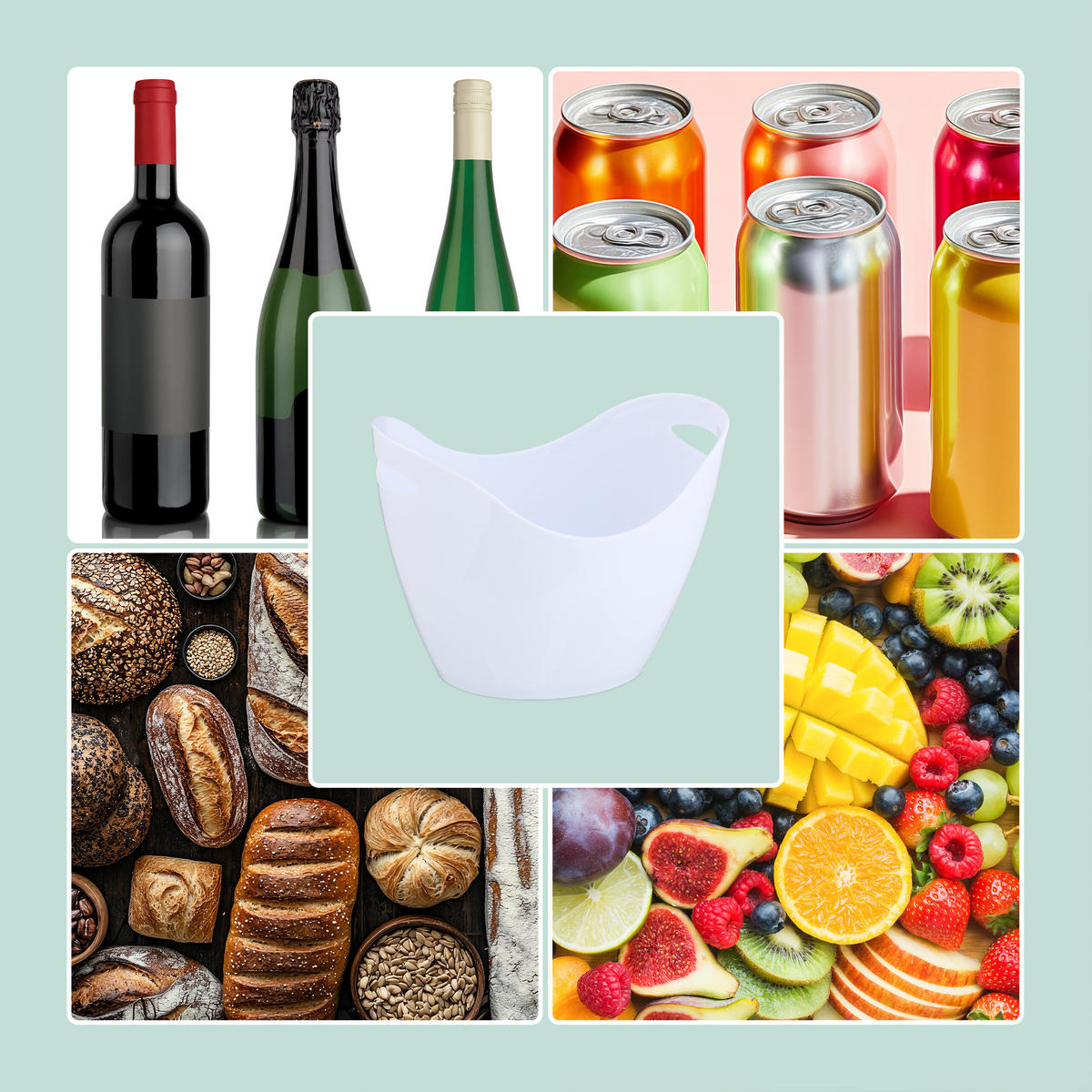 SEKTKÜHLER - Weiß, Kunststoff (35/25.5cm) - Relaxdays