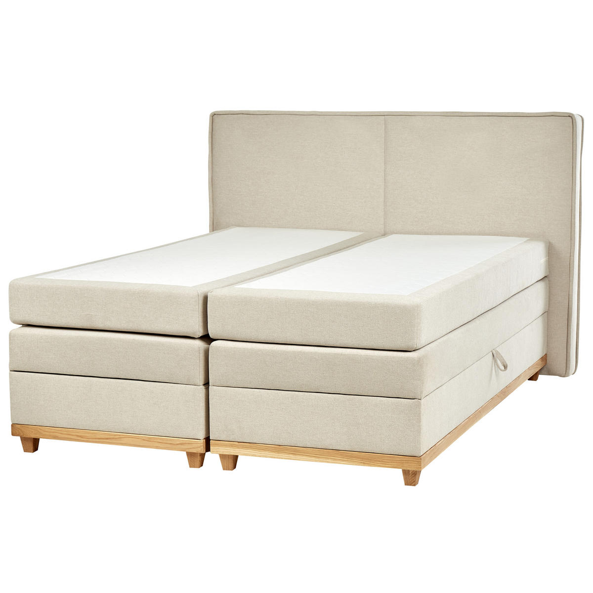 BOXSPRINGBETT 160/200cm Helles Beige Dynasty - Beige, Textil (160/200cm) - Beliani