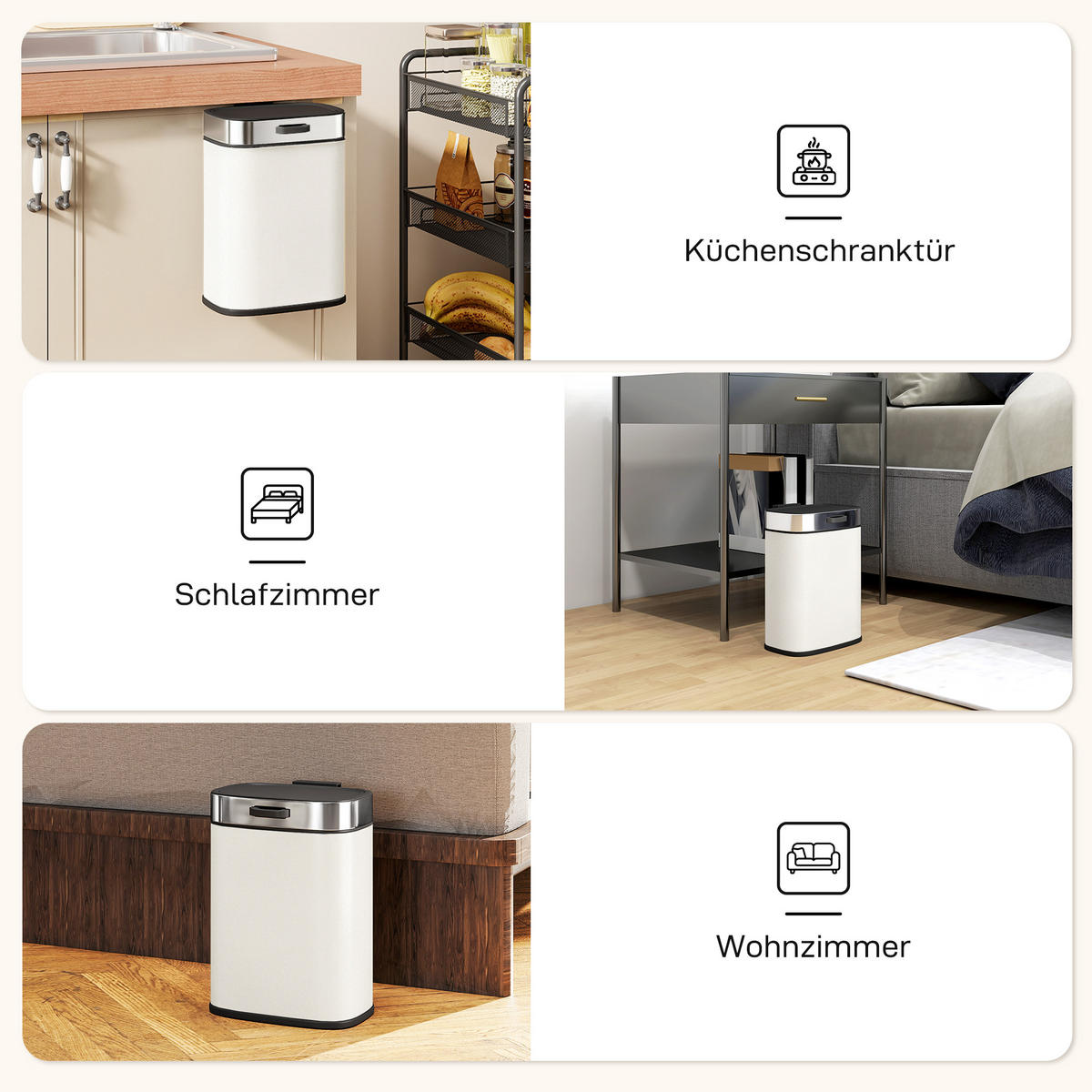 MÜLLEIMER Hängend 5 L Treteimer mit Druck-Öffnen Feststelldeckel Abfalleimer - Schwarz, Metall (19.5/30/21.5cm) - HOMCOM