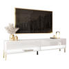 LOWBOARD TV-Schrank CALANTE 180 cm auf geraden goldenen Chrom-Beinen - Weiß Hochglanz/Goldfarben, Holzwerkstoff/Metall (180/44/35cm) - Lookway