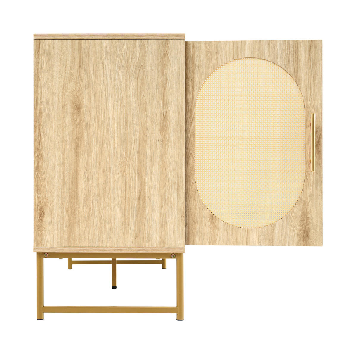 KOMODA z kovu a dřevotřísky 120x74x40 cm sonoma dub se 3 zásuvkami, 2 dvířky a nastavitelnou policí - barva dubu, kov (120/74/40cm) - Modfu