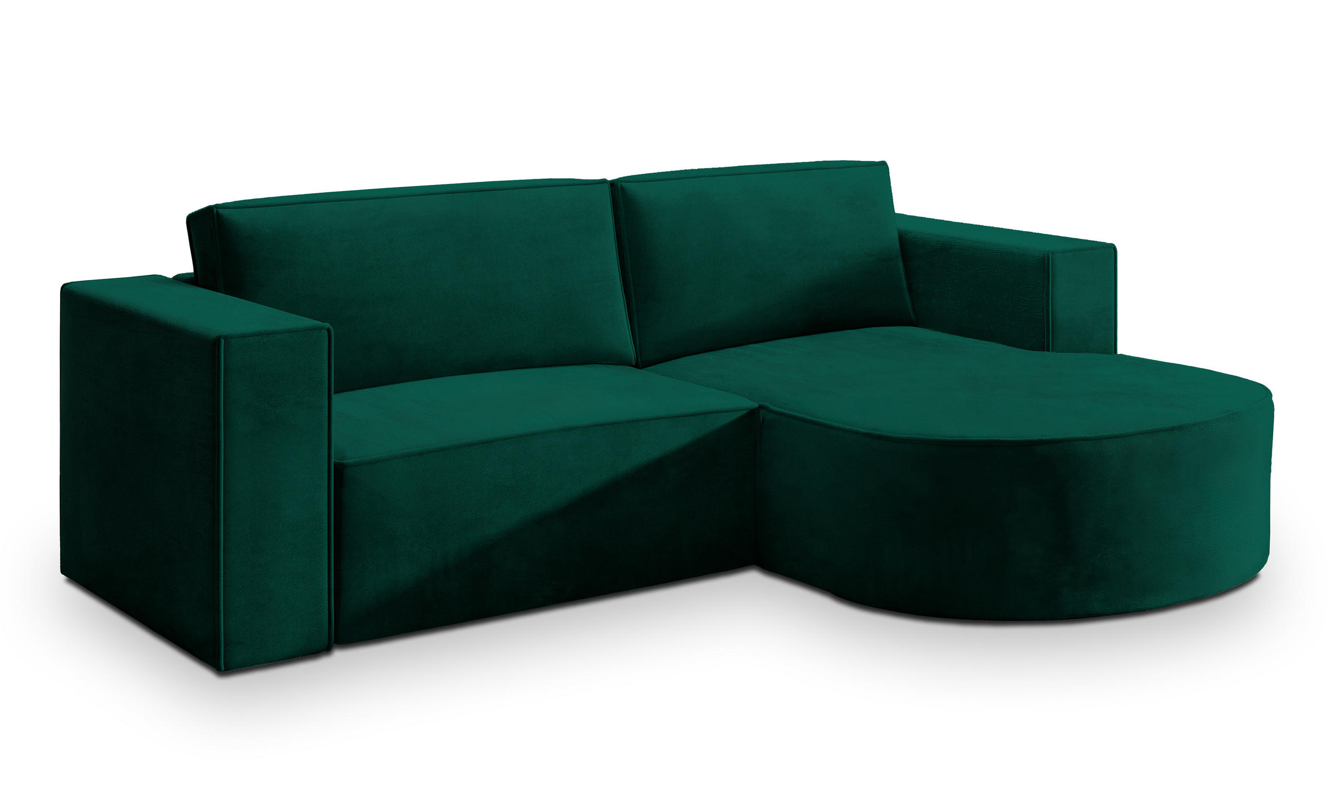 ECKSOFA SORELA M R-S Grün Velours-Stoff mit Schlaffunktion - Grün, Holz (263/174cm) - MASSENO