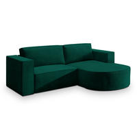 ECKSOFA SORELA M R-S Grün Velours-Stoff mit Schlaffunktion - Grün, Holz (263/174cm) - MASSENO