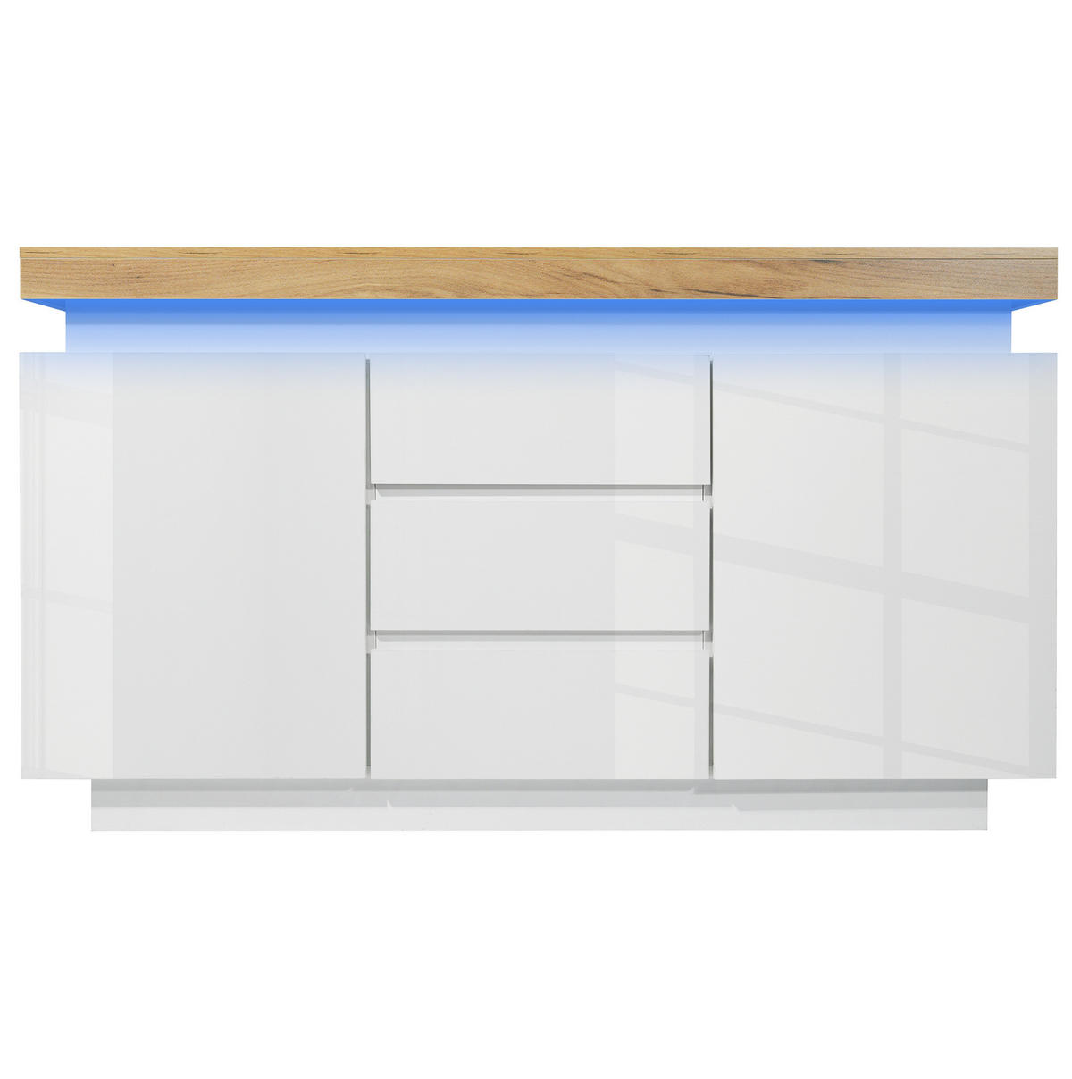 KOMODA od iverice i MDF-a, 140/39/81 cm bijela, s LED rasvjetom - bijela, drvni materijal (140/81/39cm) - Modenvie