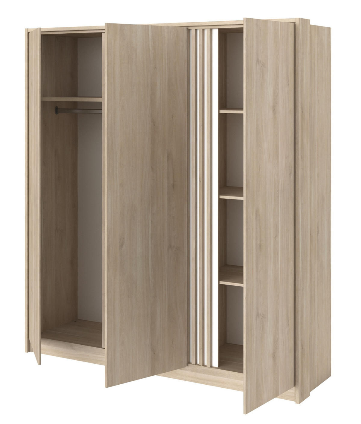 SCHLAFZIMMER komplett Set Stauraumbett 160x200 und Kleiderschrank - Eichefarben, Holz/Holzwerkstoff (160/203/200cm) - Parisot Meuble