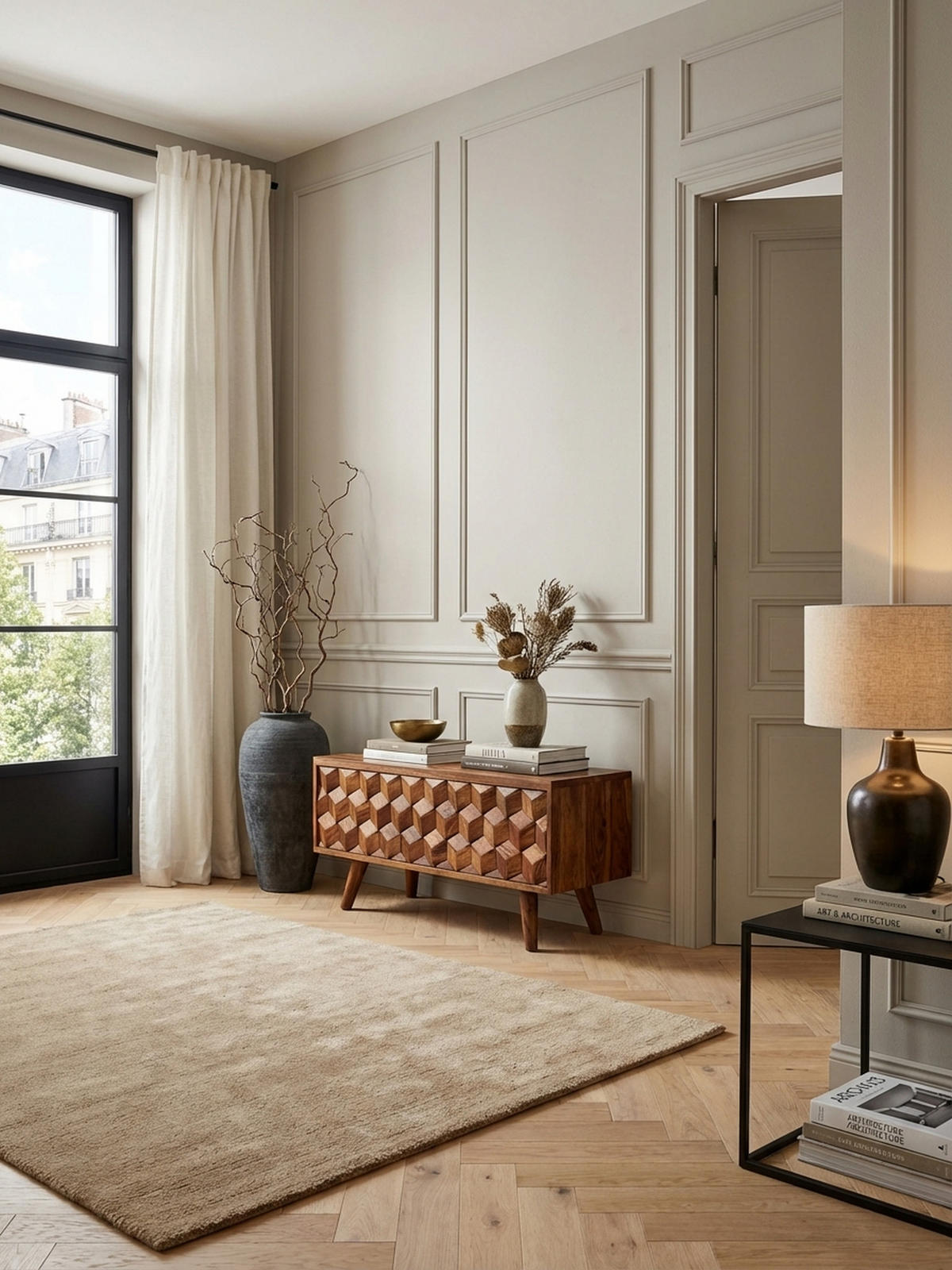 LOWBOARD Massivholz Landhausstil Modell Oasis für Fernseher bis 50 Zoll mit Kabeldurchlass - Braun, Holz (92/44/35cm) - KADIMA DESIGN