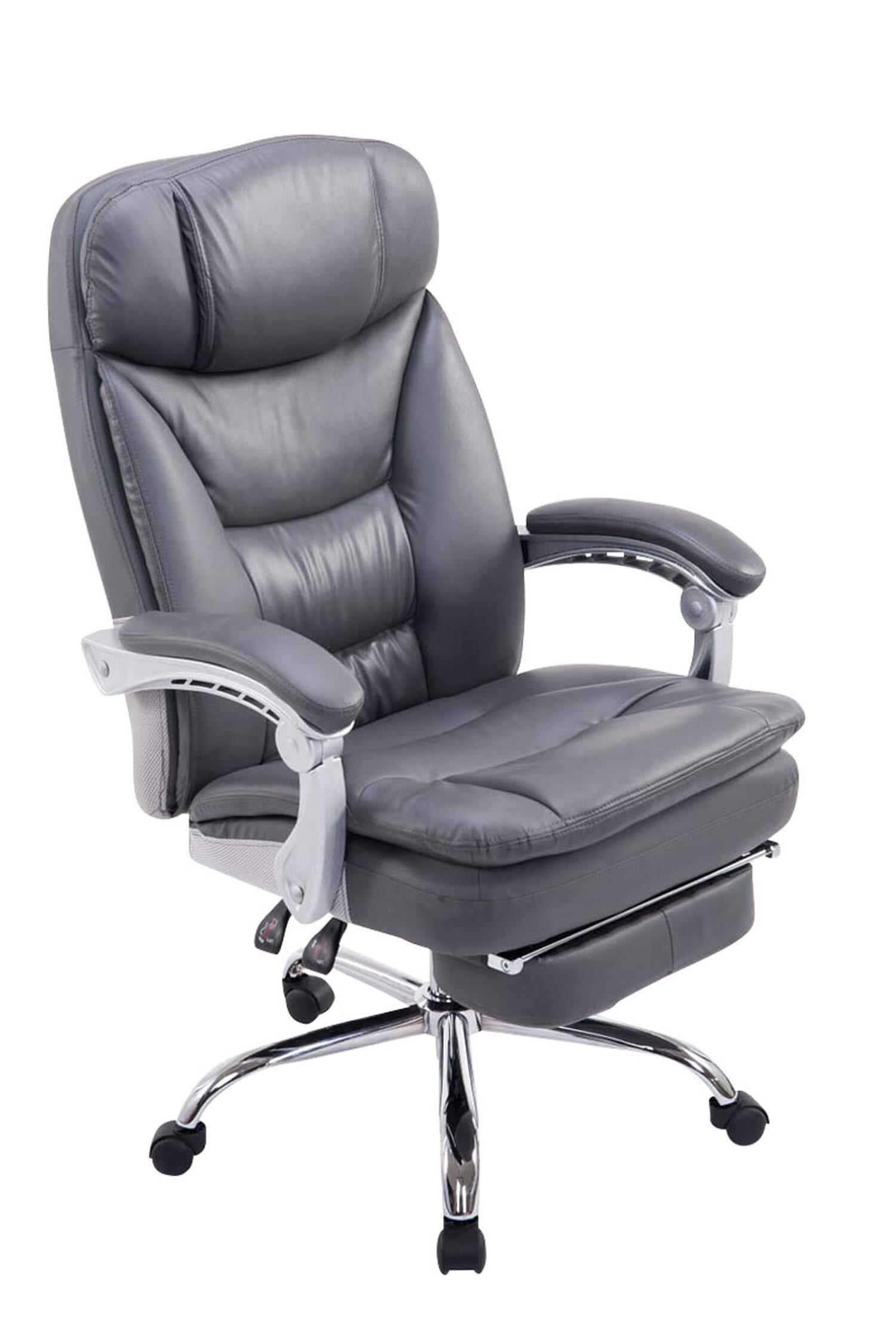 BÜROSTUHL XL Troja, Kunstleder Grau - Grau, Textil/Metall (67/122/67cm) - TPFLiving