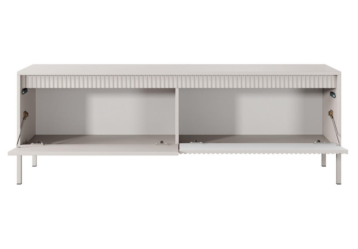 LOWBOARD Trentinis 2T Beige 153,5/53,4/39,5 cm – Geriffelten Fronten - Beige, Holzwerkstoff/Metall (153.5/53.4/39.5cm) - AX Living