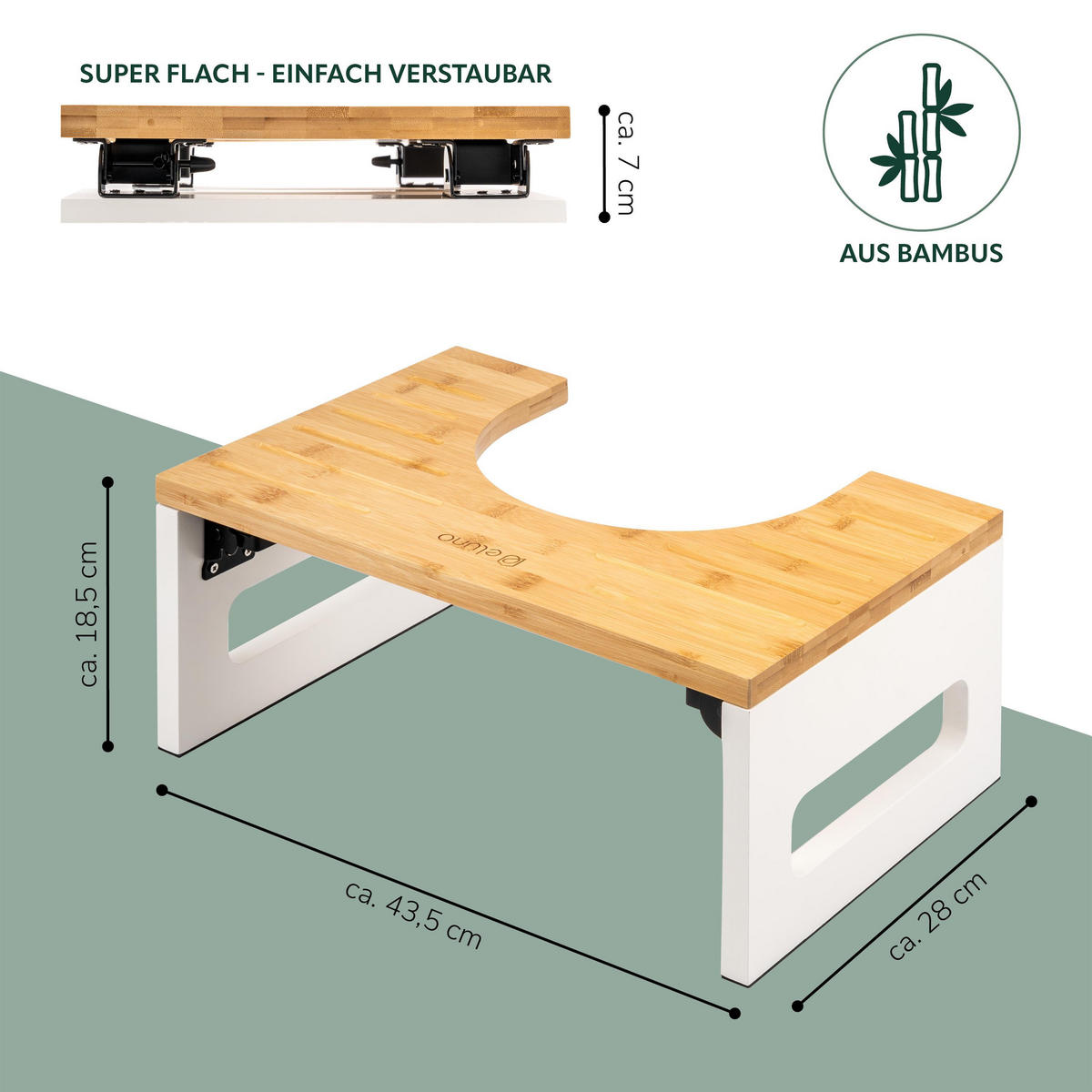 TOILETTENHOCKER Bambus, weiß - Weiß, Holz (43.5/18.5/28cm) - eluno