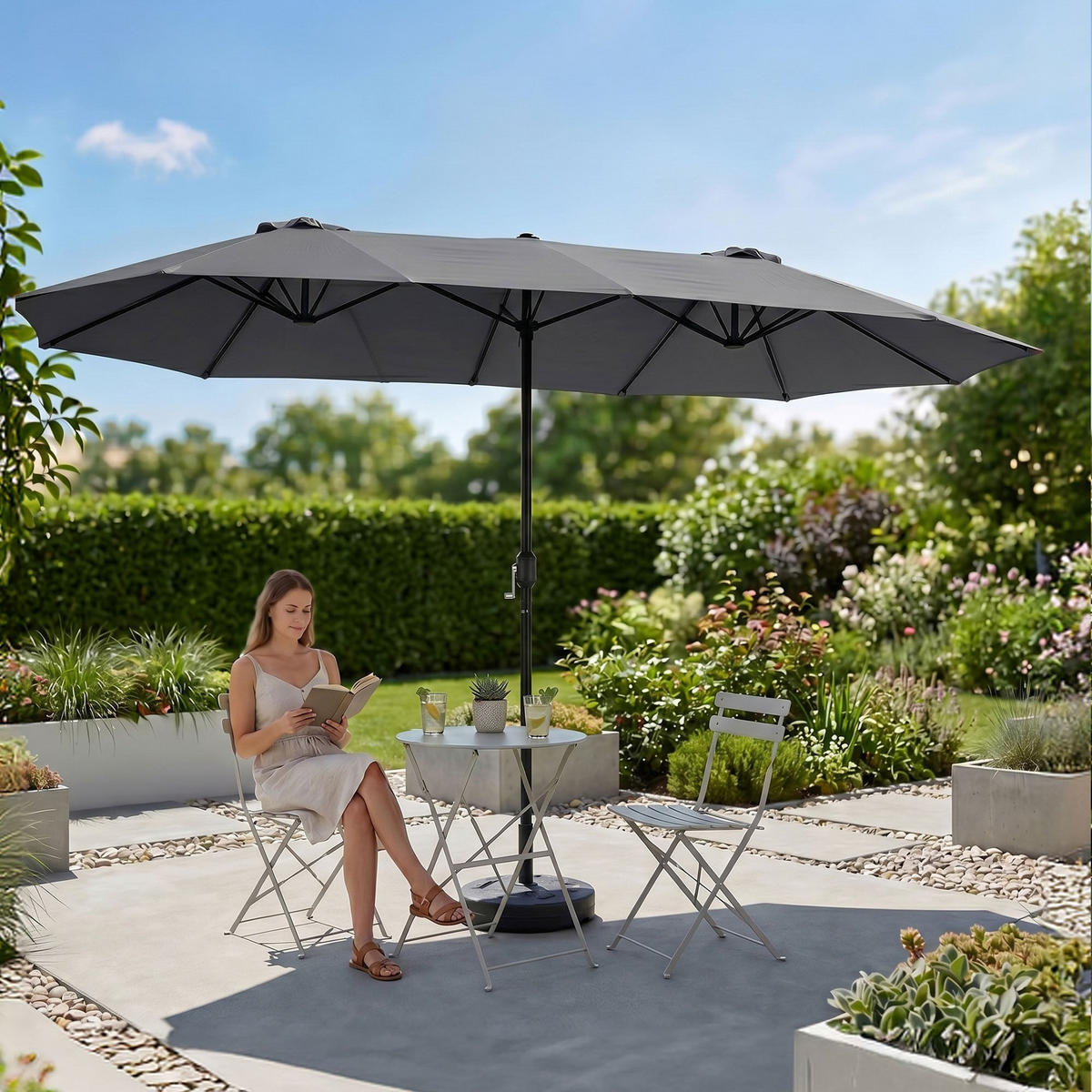 SONNENSCHRIM Grau 245/460 cm - Schwarz/Grau, Metall (460/270cm) - Akord