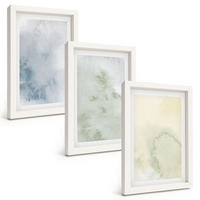 BILDER SET 3er Set - 20x30 cm Weißer Rahmen - Pastellfarben auf Leinwand - Weiß, Kunststoff (20/30cm) - TULUP