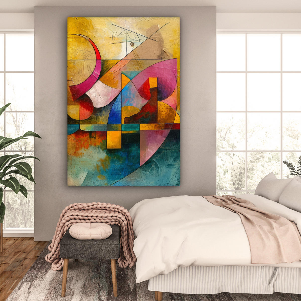 LEINWANDBILD Kunst - Abstrakt - Modern Deko Groß 90x140 cm - Gelb, Textil (90/140cm) - MuchoWow