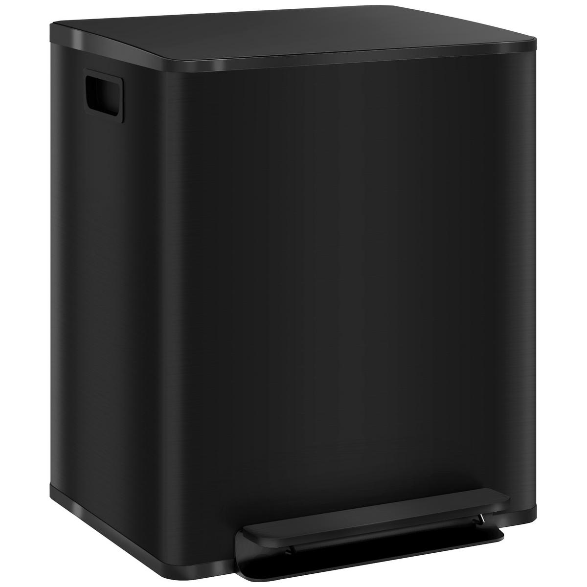 MÜLLEIMER 2 x 25L - Schwarz, Metall (37.5/56/47.7cm) - HOMCOM