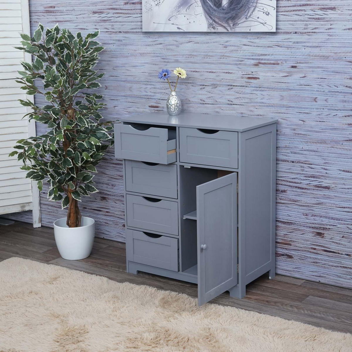 KOMMODE Grau - Grau, Holzwerkstoff (70/80/35cm) - MCW