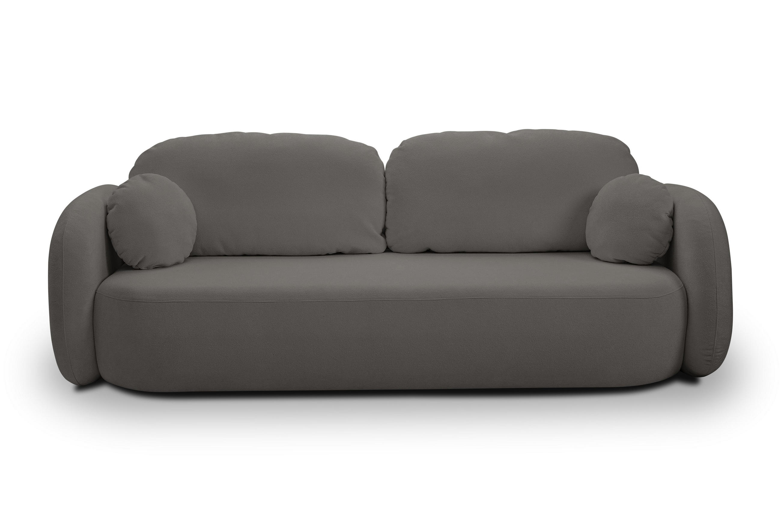 BETTSOFA AMICO Graphitfarben Bucle-Stoff mit Schlaffunktion - Graphitfarben, Holz (238/86.5/101cm) - MASSENO