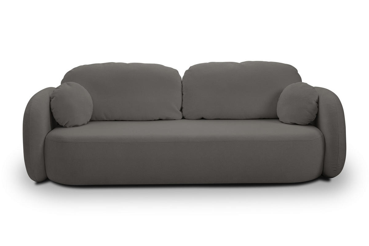 BETTSOFA AMICO Graphitfarben Bucle-Stoff mit Schlaffunktion - Graphitfarben, Holz (238/86.5/101cm) - MASSENO