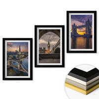 WANDBILDER 3er-Set - 20x30 cm Schwarzer Rahmen - Stadtbrücken, Uhrtürme - Schwarz, Kunststoff (20/30cm) - ArtPrintCave