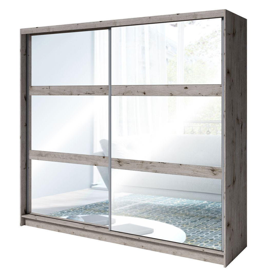 Feldmann-Wohnen Schwebetürenschrank Graubraun 230x215x62 cm
