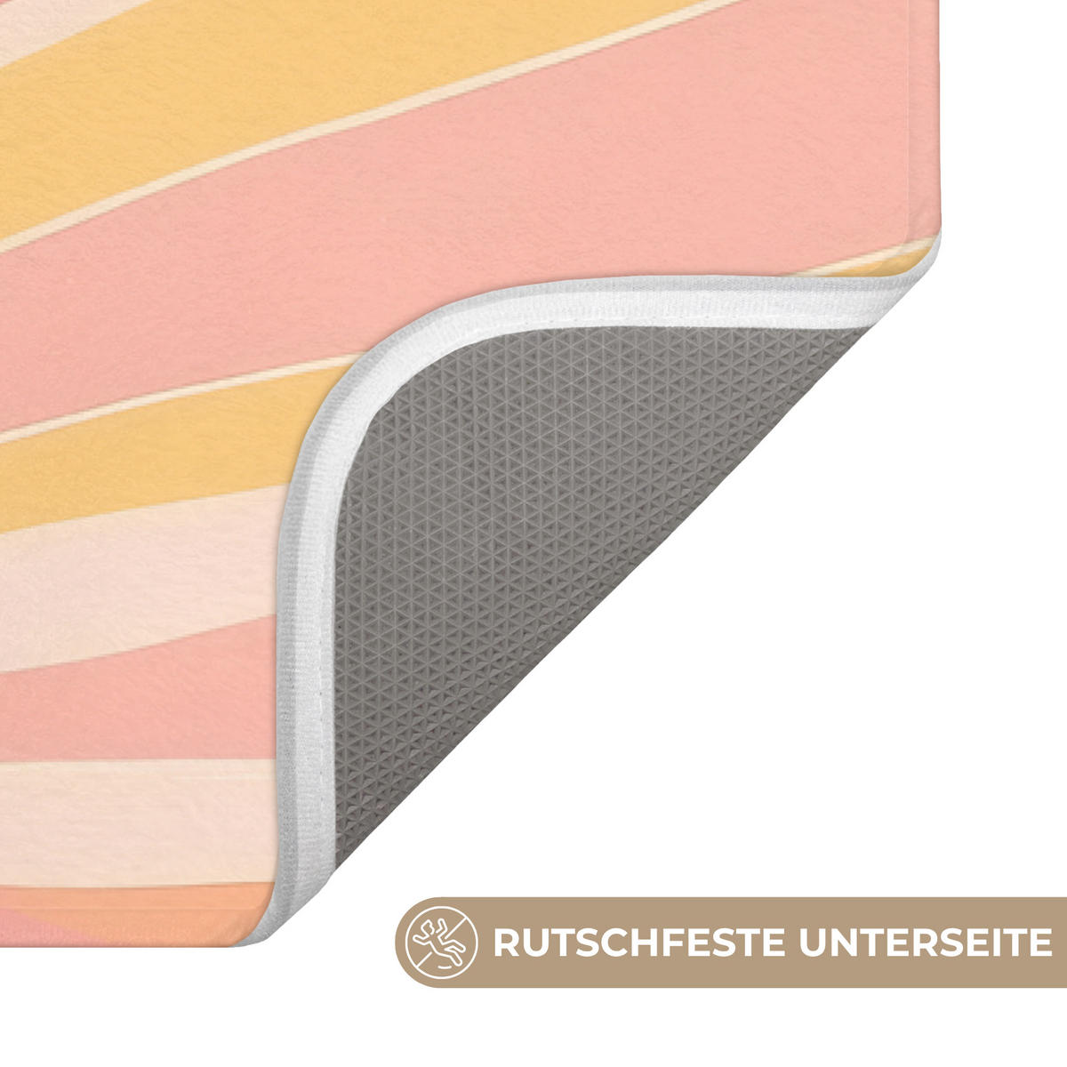 BADEMATTE Illustration - Sonne - Pastellfarben 90x60 cm - Pastellblau, Kunststoff/Textil (90/60cm)