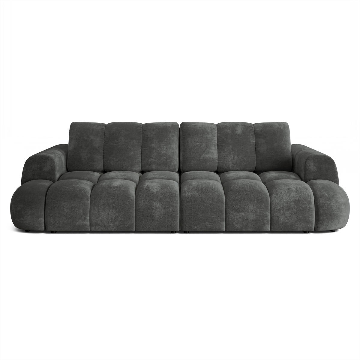 BETTSOFA DAFNE Grau Chenille-Stoff mit Schlaffunktion - Grau, Textil (300/88/113cm) - MASSENO