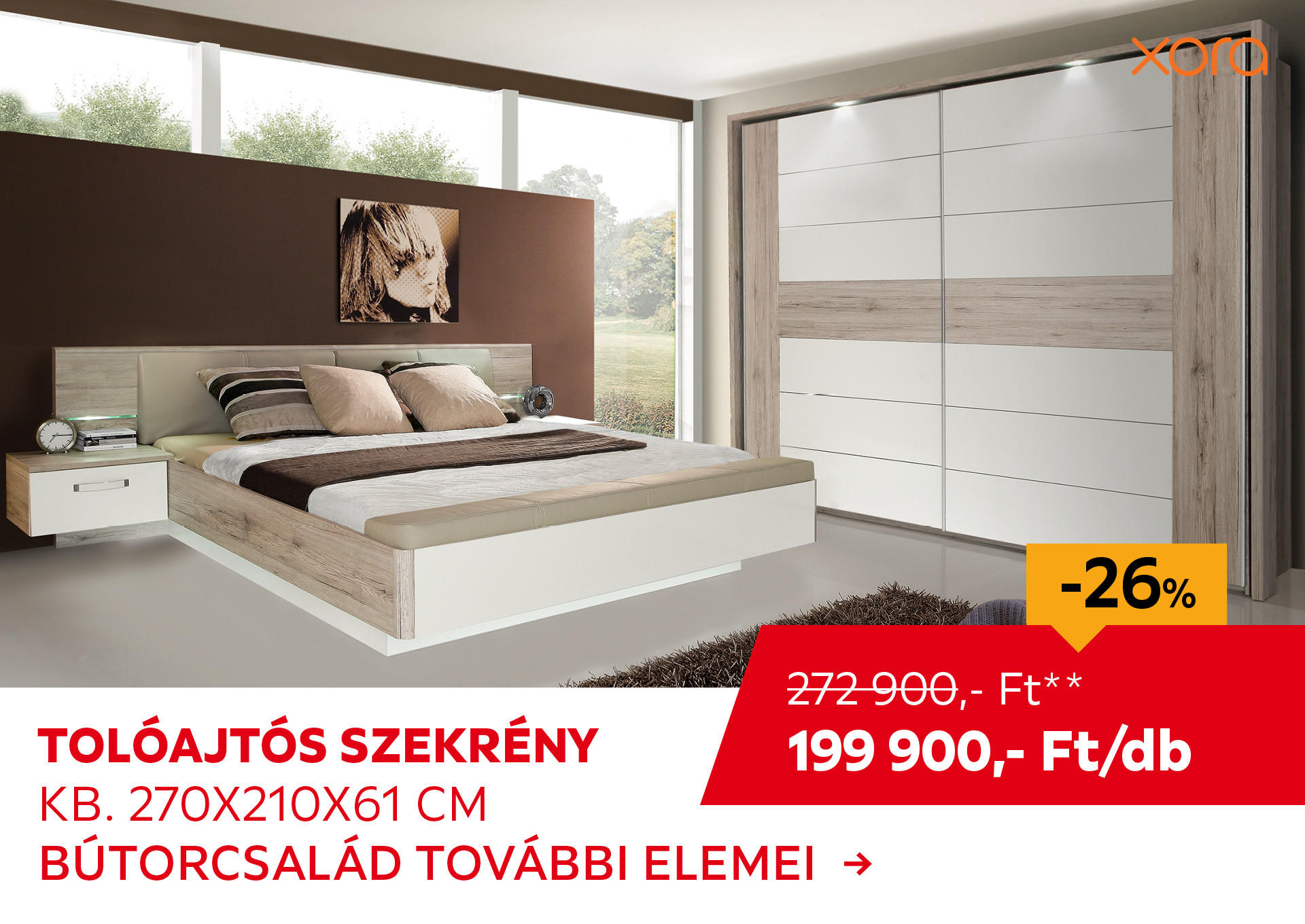 TOLÓAJTÓS SZEKRÉNY KB. 270x210x61 cm Kiemelt termék 272900 Ft.- helyett 199900 Ft.-