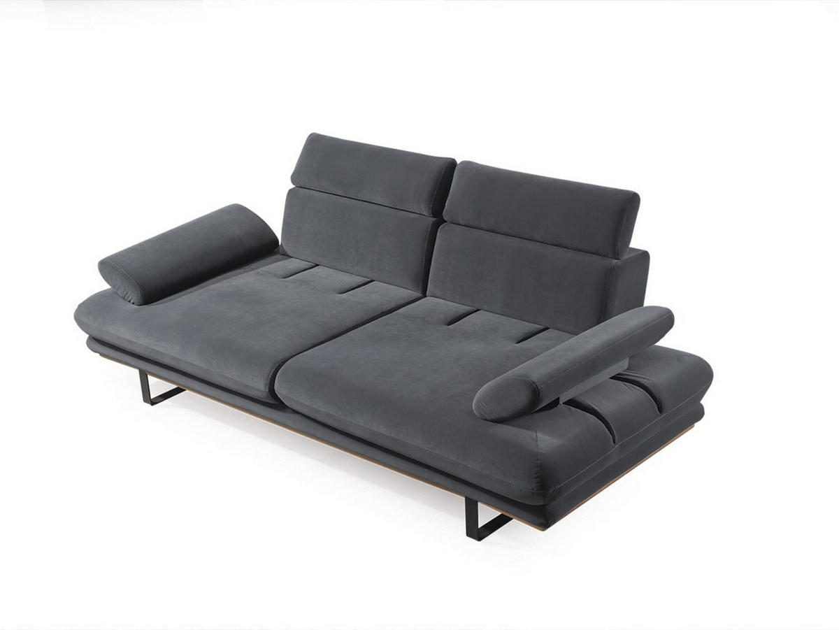 2 Sitzer SOFA Energy Samt Anthrazit - Anthrazit, Textil/Metall (205/80/100cm) - Villa Möbel
