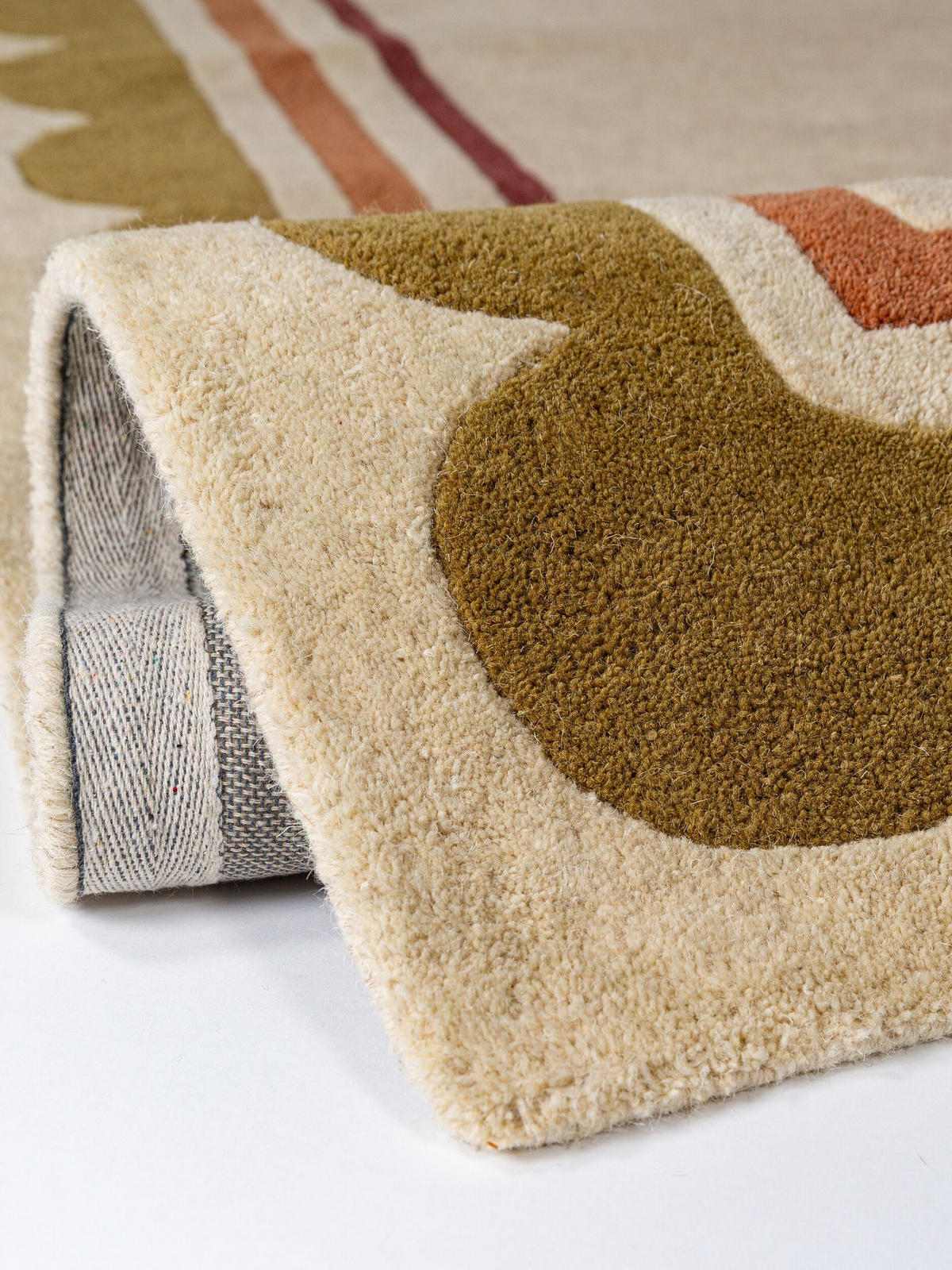 TEPPICH aus Wolle, handgetuftet, WENSUM, in Beige-Multicolor, Scallop-Bordüre, 160 x 230 cm - Beige, Textil (160/230cm) - KADIMA DESIGN