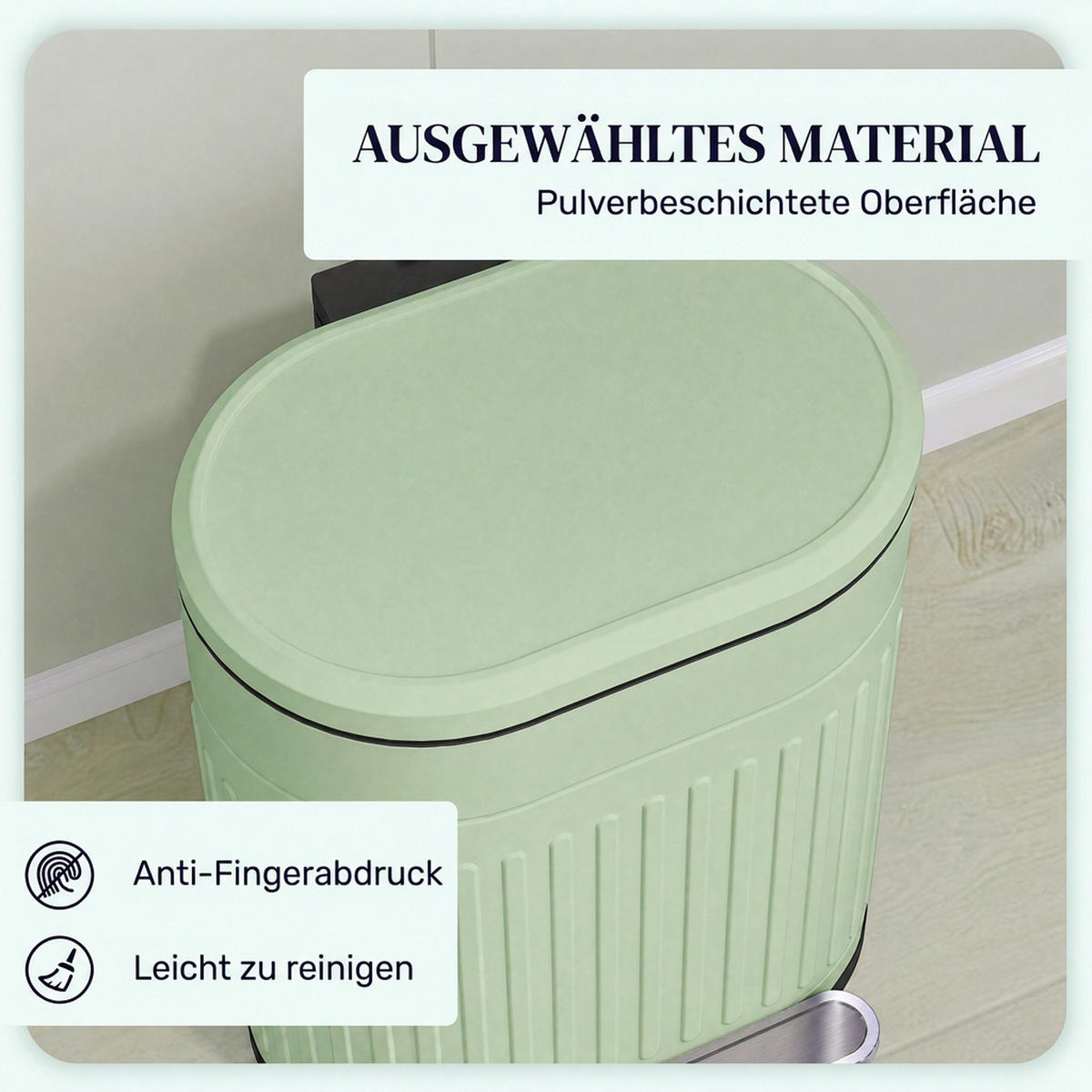MÜLLEIMER 30l Metall Kunststoff Grün - Grün, Metall (31.2/60.8/36.5cm) - HOMCOM