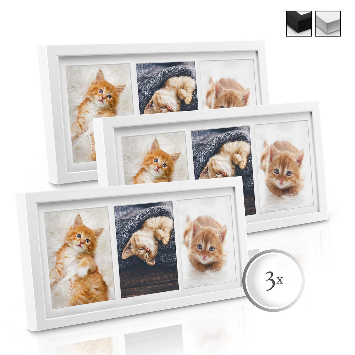 BILDERRAHMEN Galeria MDF Weiß (3tlg) - Weiß, Holzwerkstoff (12/25/41cm) - BoMoe
