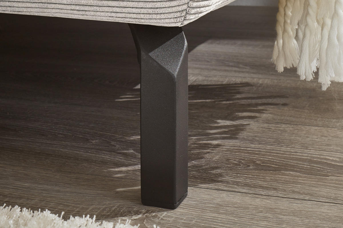 ECKSOFA MIT MOTORISCHEM SITZVORZUG DELIA Silber Cord - Silberfarben/Schwarz, Textil/Metall (276/219cm) - KAWOLA