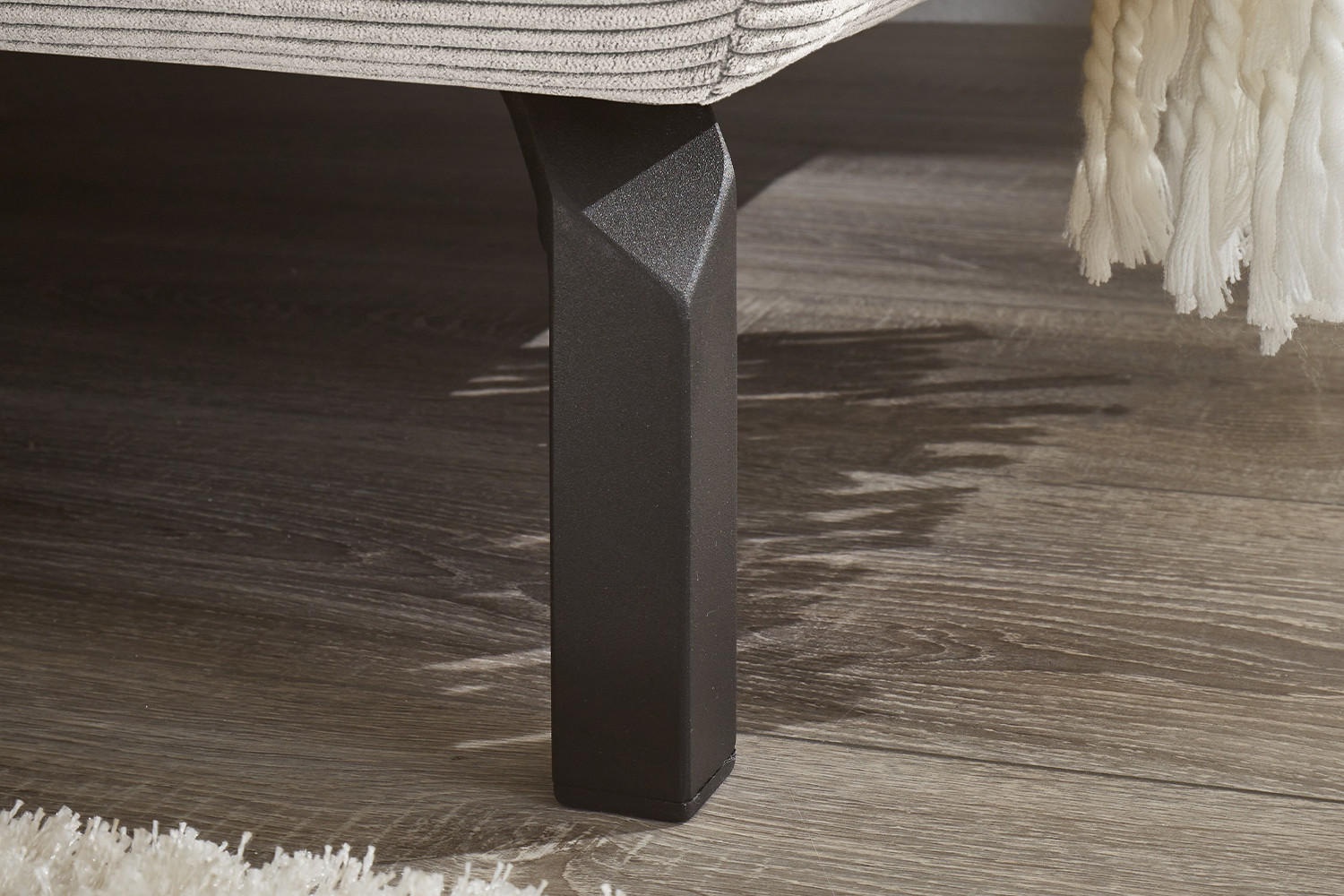 Thumbnail - Kawola Ecksofa, Silber, Schwarz, Textil, Echtholz, 4-Sitzer, Füllung: Komfortschaum, Ottomane rechts, L-Form, 276x219 cm...