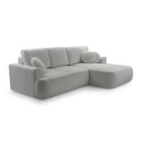 ECKSOFA FILO Grau Boucle-Stoff mit Schlaffunktion - Grau, Holz (260/168cm) - MASSENO