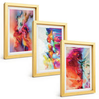 BILDER SET 3er Set - 20x30 cm Goldrahmen - Farbenfrohe Abstraktionen der Form - Goldfarben, Kunststoff (20/30cm) - TULUP