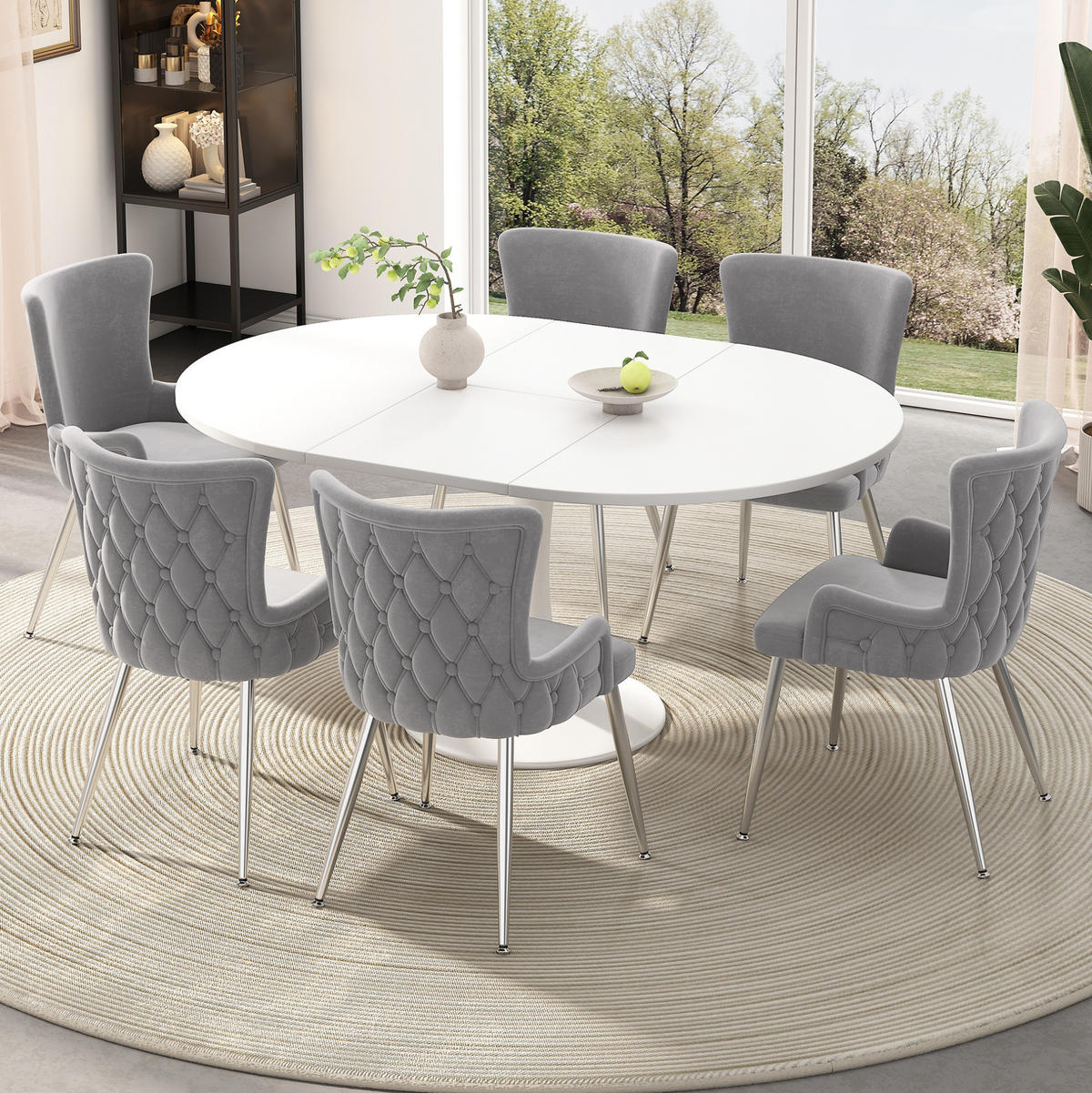 ESSZIMMERSTUHL 6er-Set Samt Grau mit Metallbeinen - Grau, Metall (47/85/49.2cm) - Meubliv