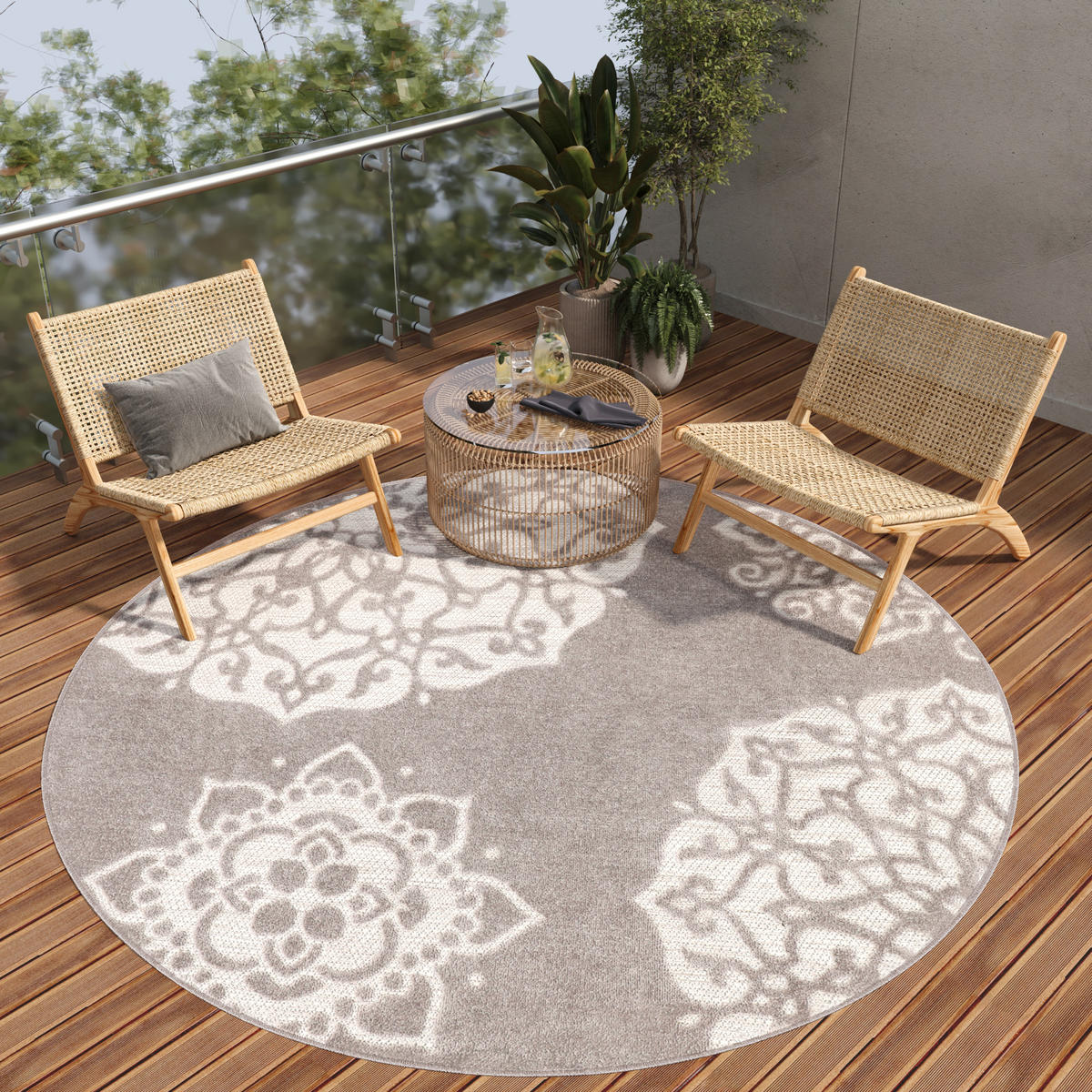 TEPPICH PATIO rund Grau 240/240 cm - Grau, Textil (240/240cm) - Tapiso
