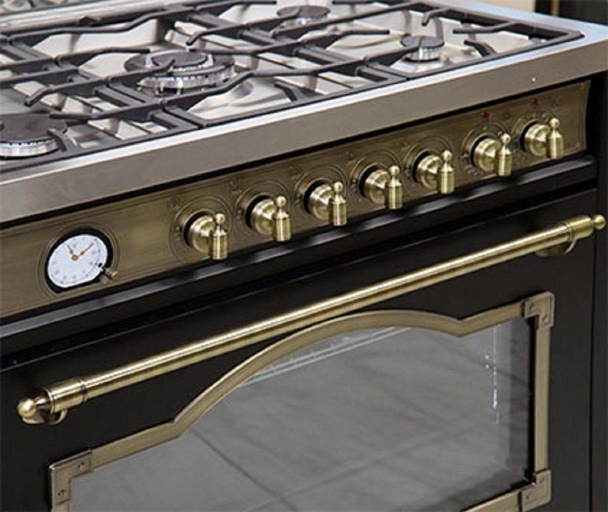 GAS-ELEKTRO-STANDHERD HGE 93555 Em Schwarz 90 cm - Schwarz, Metall (90/90/60cm) - Kaiser Küchengeräte