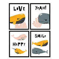 POSTER Set mit 4 Orange und graue rosa Farbwale mit positiven Nachrichten A4 Rahmenlos - Klar, Papier (29.7/3cm) - Nacnic