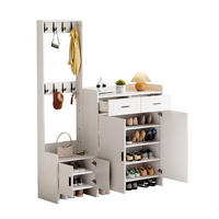 GARDEROBE 125/36/165 cm Weiß aus MDF mit 8 Haken und 10 Fächern - Weiß, Holzwerkstoff (32/165/125cm) - OKWISH