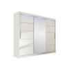 KLEIDERSCHRANK Aston VI, mit RGB LED Beleuchtung - Silberfarben/Weiß, Holzwerkstoff/Kunststoff (250/215/58cm) - MIRJAN24