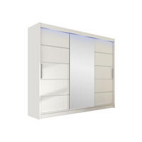 KLEIDERSCHRANK Aston VI, mit RGB LED Beleuchtung - Silberfarben/Weiß, Holzwerkstoff/Kunststoff (250/215/58cm) - MIRJAN24