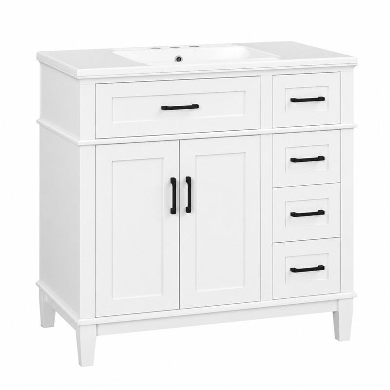 WASCHBECKENSCHRANK 90 x 46 x 87 cm Weiß - Weiß, Holzwerkstoff (46/87/90cm) - Beauniv