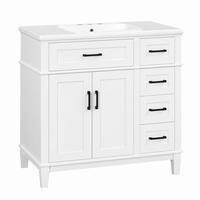 WASCHBECKENSCHRANK 90 x 46 x 87 cm Weiß - Weiß, Holzwerkstoff (46/87/90cm) - Beauniv