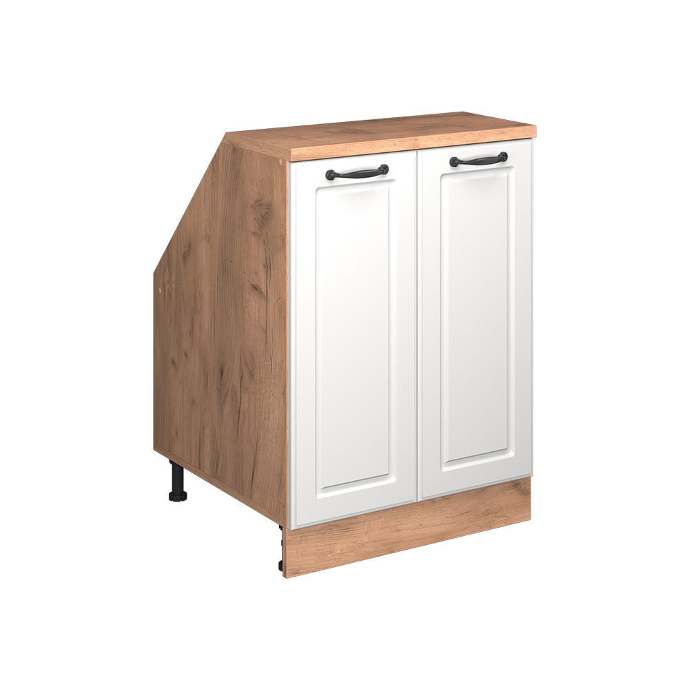 DACHSCHRÄGENSCHRANK Rion Weiß Landhaus 60 x 81.6 cm mit 2 Türen, Schrankkorpus 60 cm Tiefe - Honigeiche/Weiß, Holzwerkstoff (60/83.8/60cm) - Vicco
