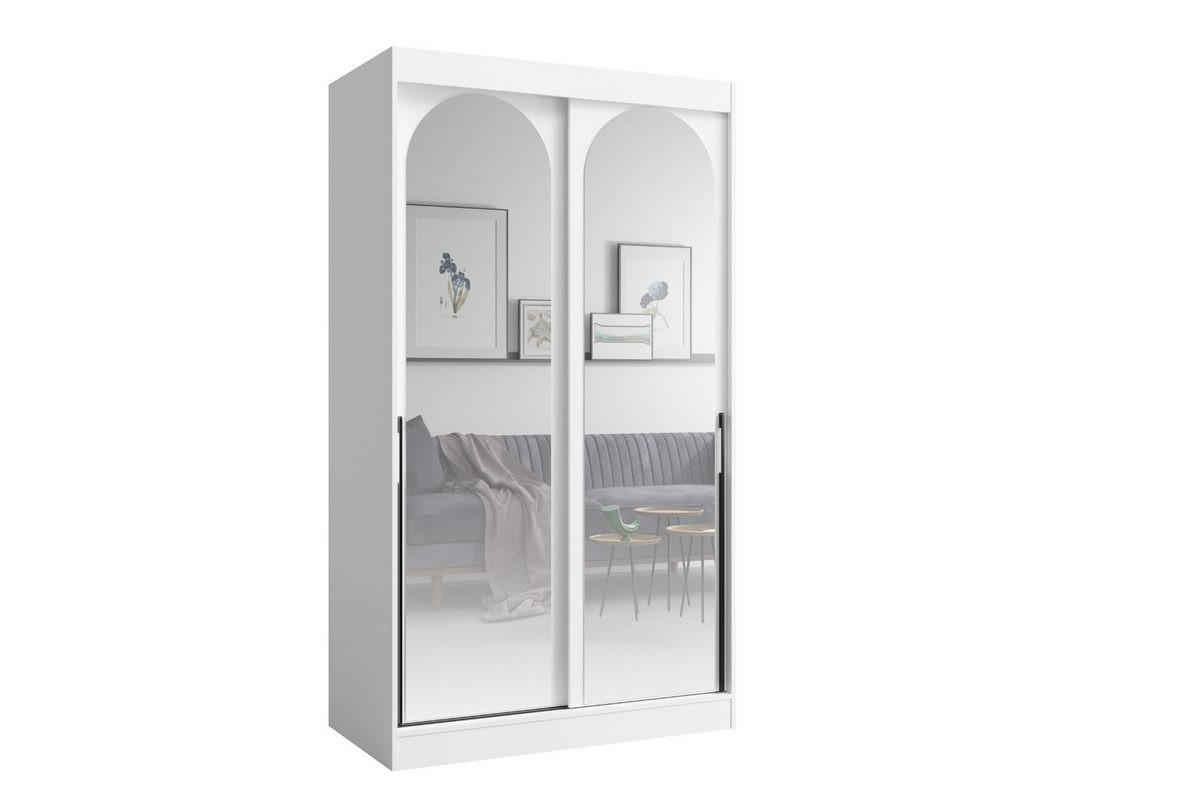 Deine Möbel 24 Schiebetürenschrank Weiß, Schwarz 120x215x65 cm
