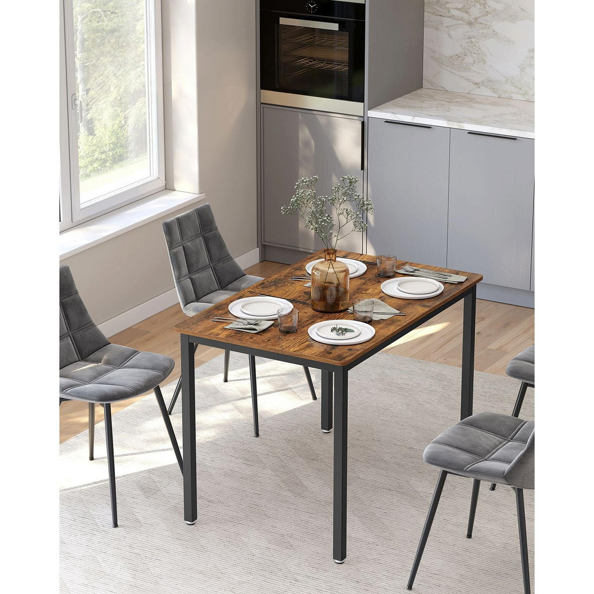 ESSZIMMERTISCH JUBA - Braun, Metall (110/70/77cm) - Hansiro