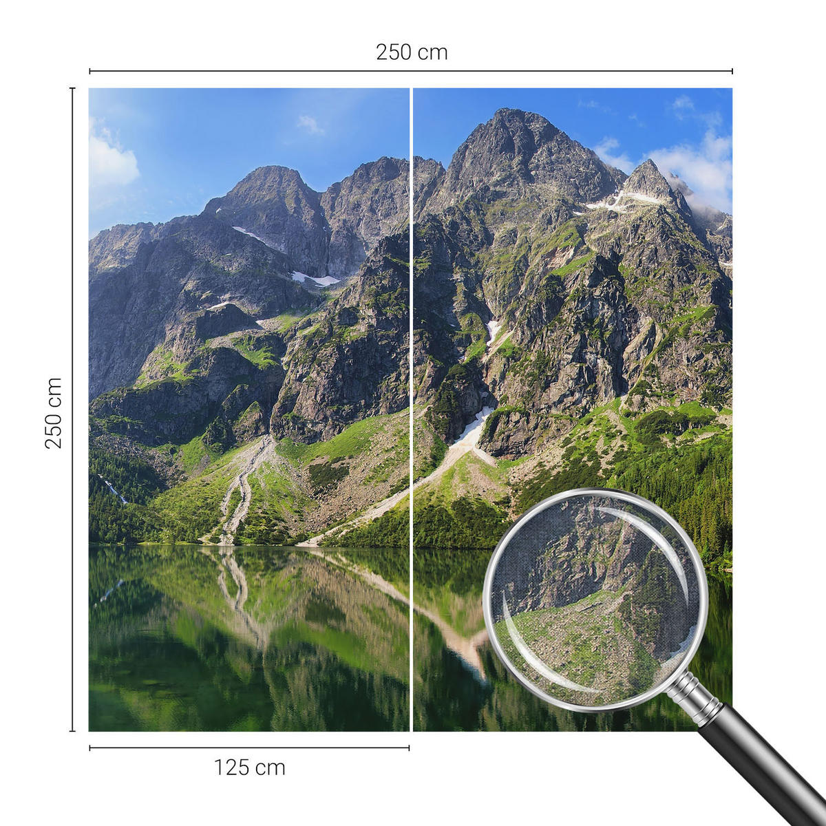 FOTOTAPETE 250x250 cm - Malerische Berge - Blau, Textil (250/250cm) - Wallfluent
