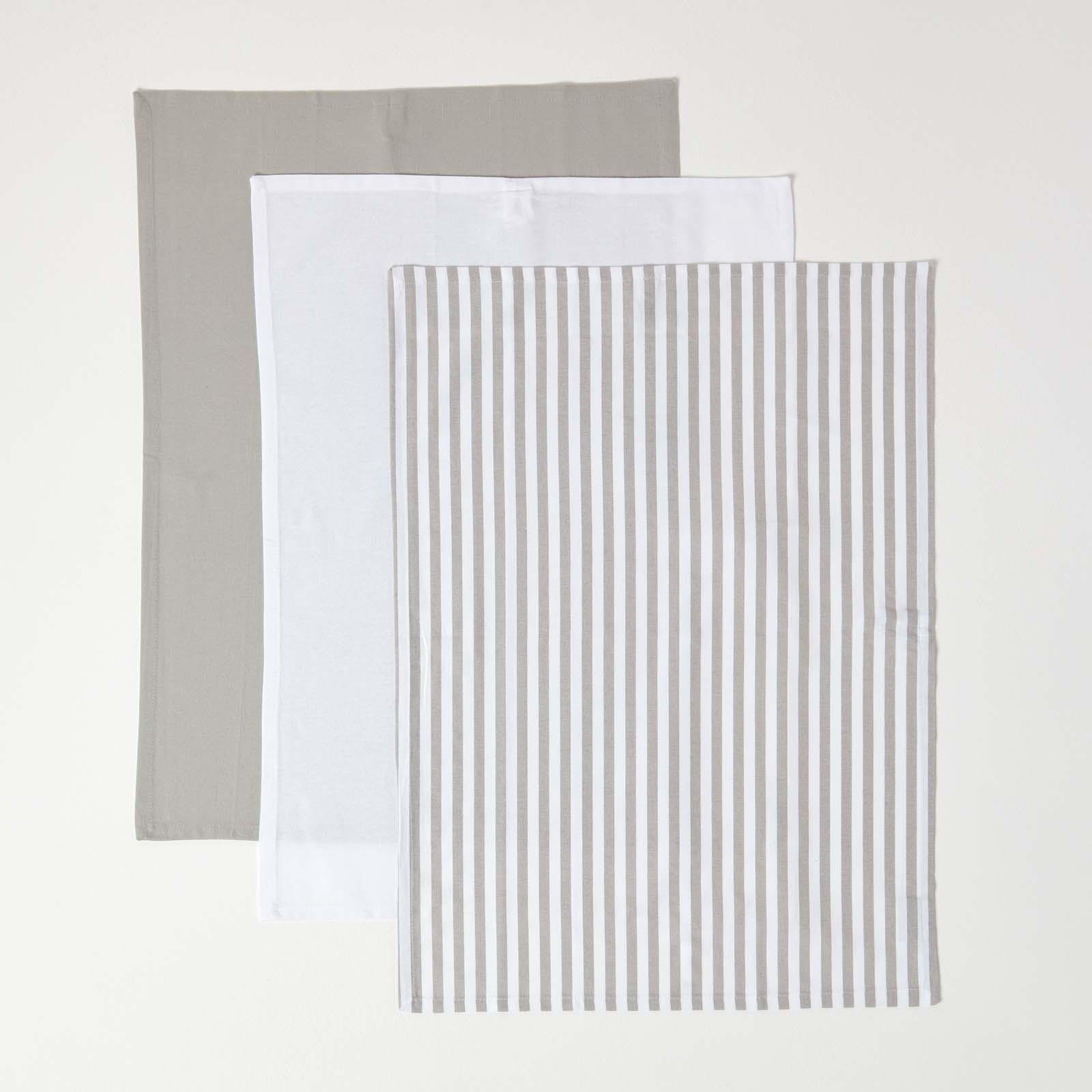 GESCHIRRTÜCHER 3er-Set grau-weiß, 100% Baumwolle - Grau, Textil (50/70cm) - Homescapes